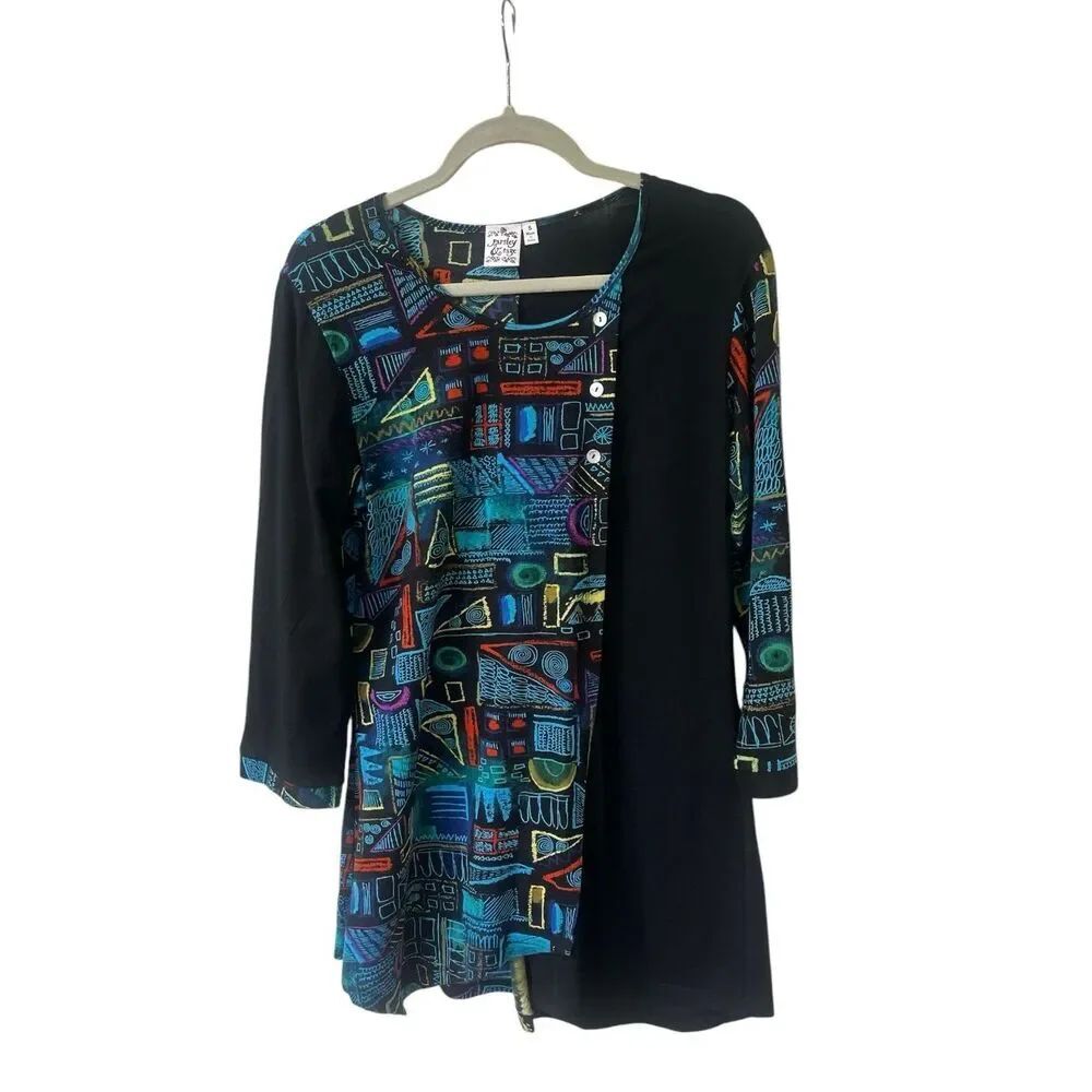 Parsley & Sage tunic top multi color contrast design sz small